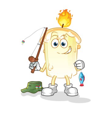 Mum balıkçısı illüstrasyonu. karakter vektörü