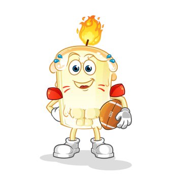 Mum çalan rugby karakteri. çizgi film maskotu vektörü