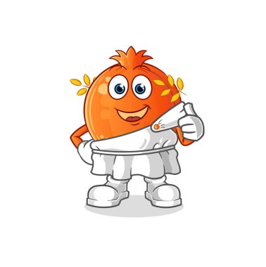 Nar ve Yunan giysisi. çizgi film maskotu vektörü