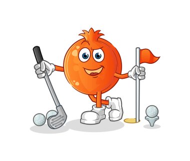 Nar golf vektörüyle oynuyor. çizgi film karakteri