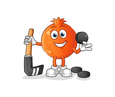 Nar, hokey vektörüyle oynuyor. çizgi film karakteri