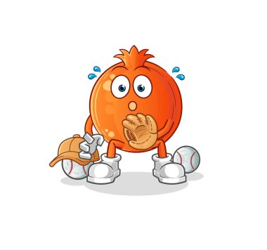 Nar Beyzbol Yakalayıcı çizgi filmi. çizgi film maskotu vektörü