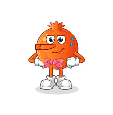 Nar Pinokyo karakteri gibi yalan söyler. çizgi film maskotu vektörü