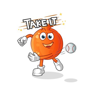 Nar, beysbol vektörünü fırlatıyor. çizgi film karakteri