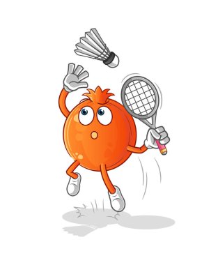 Badminton çizgi filminde nar ezer. çizgi film maskotu vektörü