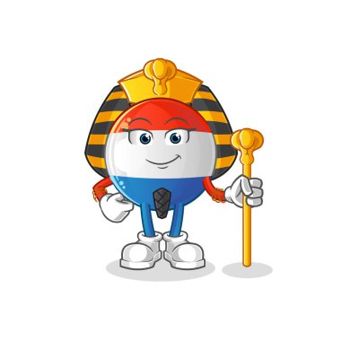 Hollanda bayrağı Antik Mısır karikatürü. çizgi film maskotu vektörü