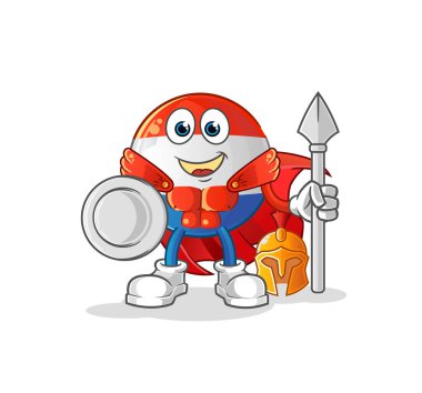 Flaman bayraklı Spartalı karakter. çizgi film maskotu vektörü