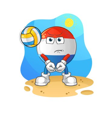 Hollanda bayrağı voleybol maskotu. çizgi film vektörü