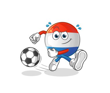 Flaman bayrağı karikatürü tekmeliyor. çizgi film maskotu vektörü