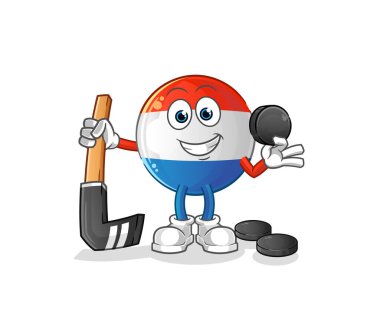 Hollanda bayrağı hokey oynuyor. çizgi film karakteri