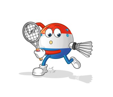 Flaman bayrağı badminton oynuyor. karakter vektörü