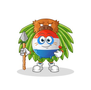 Hollanda bayrağı kabile maskotu. çizgi film vektörü