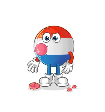 Hollanda bayrağı sakız çiğneme vektörü. çizgi film karakteri