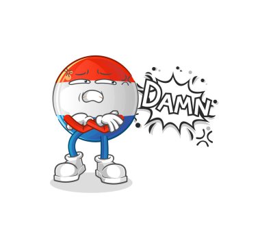 dutch flag very pissed off illustration. character vector