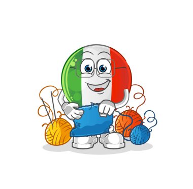 İtalyan bayrağı terzi maskotu. çizgi film vektörü