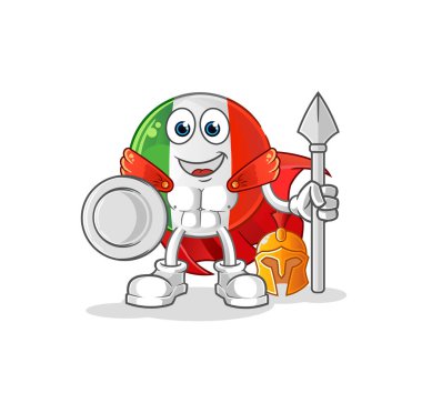 İtalyan bayrağı Spartalı karakteri. çizgi film maskotu vektörü