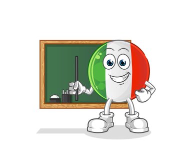 İtalya bayrağı öğretmen vektörü. çizgi film karakteri