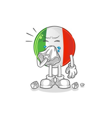 İtalyan bayrağı burnu dalgalanıyor. çizgi film maskotu vektörü