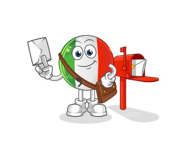 İtalyan bayrağı postacı vektörü. çizgi film karakteri