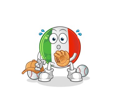 İtalya Bayrağı Beyzbol Yakalayıcısı çizgi filmi. çizgi film maskotu vektörü