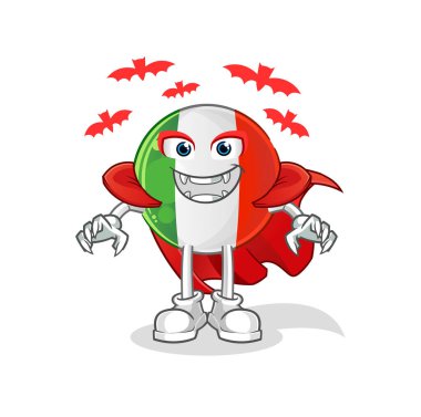 İtalyan bayrağı Drakula illüstrasyonu. karakter vektörü