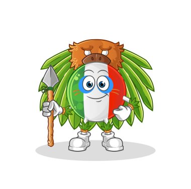 İtalyan bayraklı kabile maskotu. çizgi film vektörü