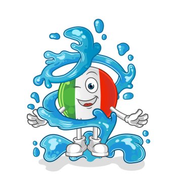 Su maskotlu İtalya bayrağı. çizgi film vektörü