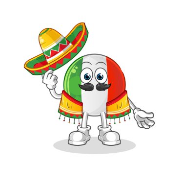 İtalyan bayrağı Meksika kültürü ve bayrağı. çizgi film maskotu vektörü