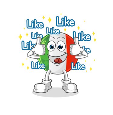 İtalya bayrağı çok beğeni verir. çizgi film vektörü