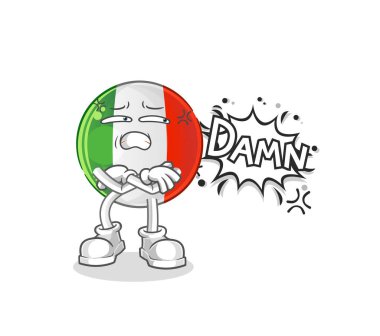 italy flag very pissed off illustration. character vector