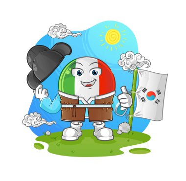 İtalya bayrağı Kore kültür vektörü. çizgi film karakteri