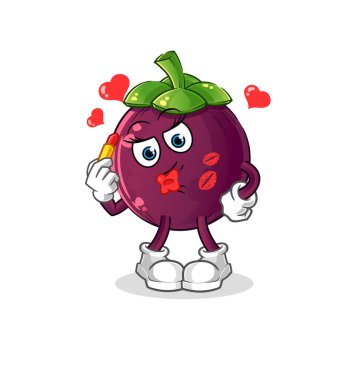 Mangosteen makyaj maskotu. çizgi film vektörü