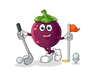 Golf oynayan mangosteen. çizgi film karakteri