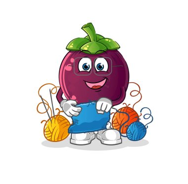 Mangosteen terzi maskotu. çizgi film vektörü