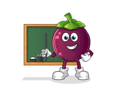 Mangosteen öğretmen vektörü. çizgi film karakteri