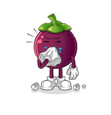 Mangosteen sümkürme karakteri. çizgi film maskotu vektörü