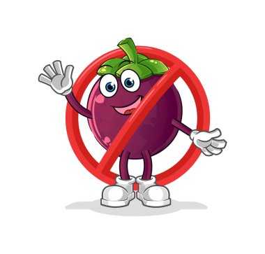 Mangosteen maskotuna hayır de. çizgi film vektörü
