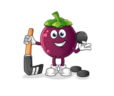 Mangosteen hokey oynuyor. çizgi film karakteri