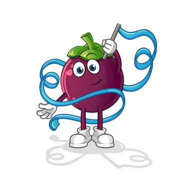 Mangosteen Ritmik Jimnastik maskotu. çizgi film vektörü
