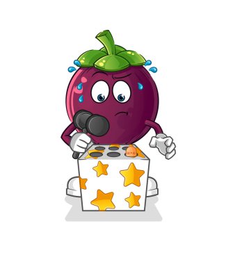 Mangosteen bir köstebek maskotunu hakladı. çizgi film vektörü