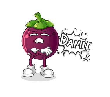 mangosteen very pissed off illustration. character vector