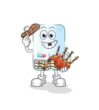 Gayda taşıyıcısı olan tıp İskoçyalı. çizgi film karakteri