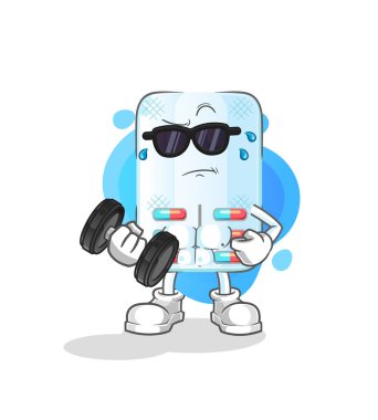 İlaç dambıl taşıyıcısı. çizgi film karakteri