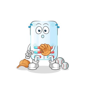 beyzbol topu yakalayıcı çizgi filmi. çizgi film maskotu vektörü