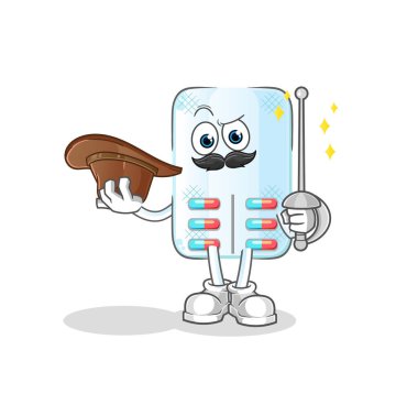 tıp eskrimi karakteri. çizgi film maskotu vektörü