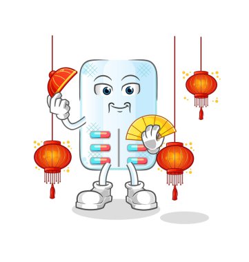 Fenerli resimli Çinliler. karakter vektörü