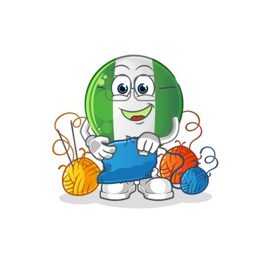 Nijerya bayrağı terzi maskotu. çizgi film vektörü