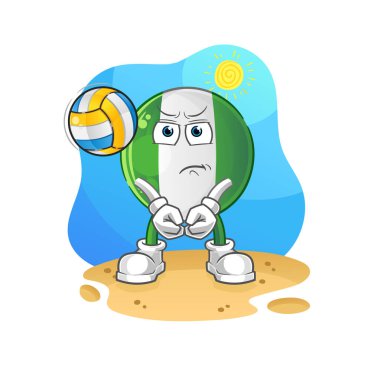 Nijerya bayrağı voleybol maskotu. çizgi film vektörü