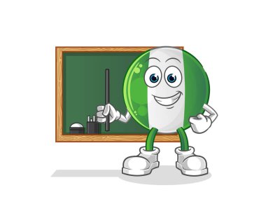 Nijerya bayrağı öğretmen vektörü. çizgi film karakteri