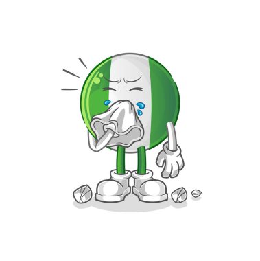 Nijerya bayrağı sümküren burun karakteri. çizgi film maskotu vektörü